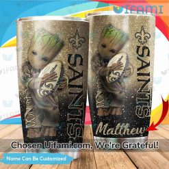 New Orleans Saints Wine Tumbler Personalized Stunning Baby Groot Saints Gift