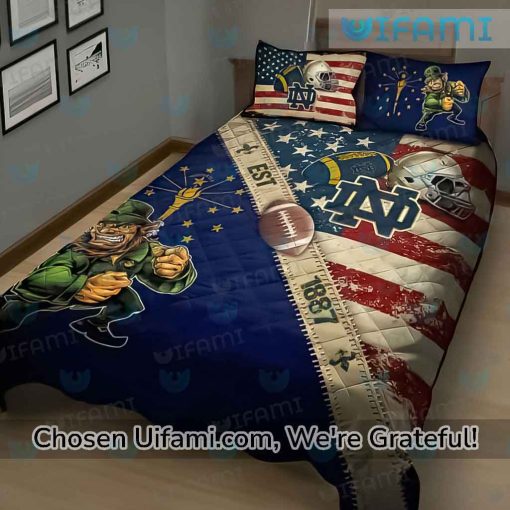 Notre Dame Bed Sheets Inexpensive USA Flag Notre Dame Fighting Irish Gift