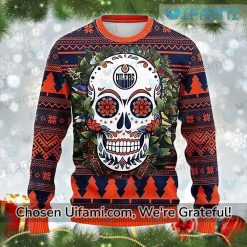 Oilers Ugly Sweater Unbelievable Sugar Skull Gift
