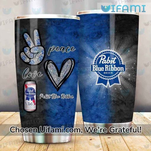 Pabst Blue Ribbon Tumbler Comfortable Peace Love PBR Gift