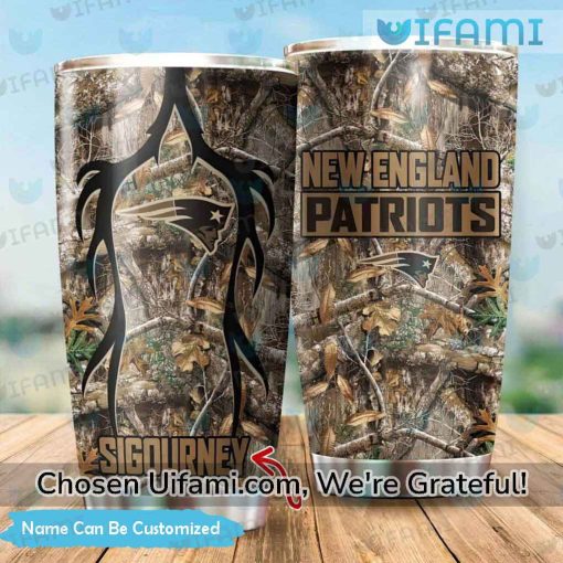 Patriots Tumbler With Straw Custom Hunting Camo New England Patriots Gift