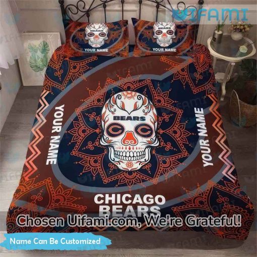 Personalized Chicago Bears Bedding Set Sugar Skull Bears Football Gift