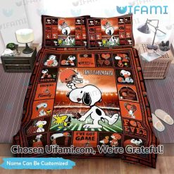 Personalized Cleveland Browns Twin Bed Set Snoopy Woodstock Browns Gift