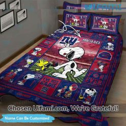 Personalized NY Giants Queen Bedding Set Snoopy Woodstock Giants Football Gift