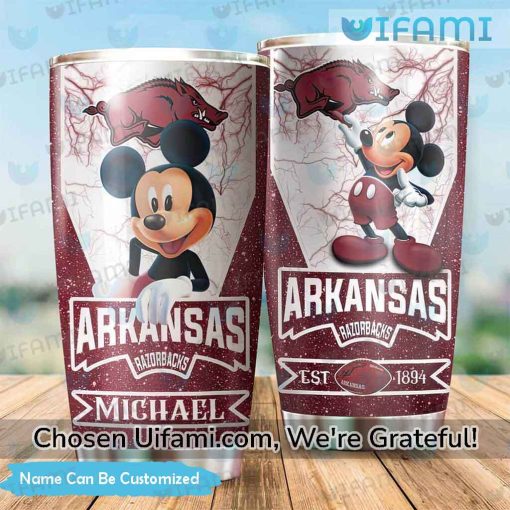 Personalized Razorback Tumbler Exciting Mickey Arkansas Razorbacks Gift