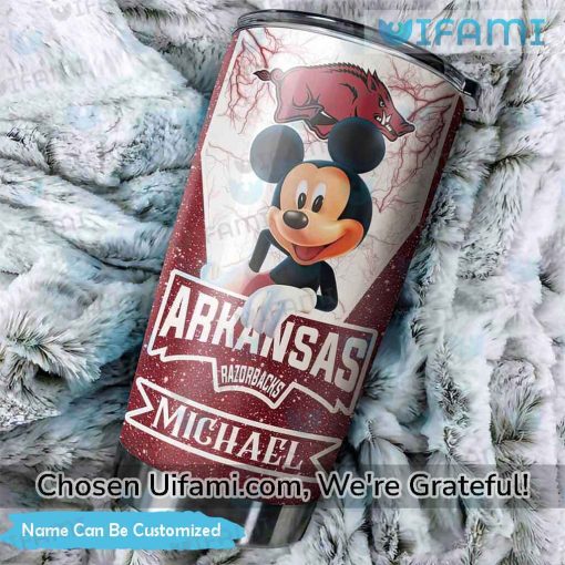 Personalized Razorback Tumbler Exciting Mickey Arkansas Razorbacks Gift