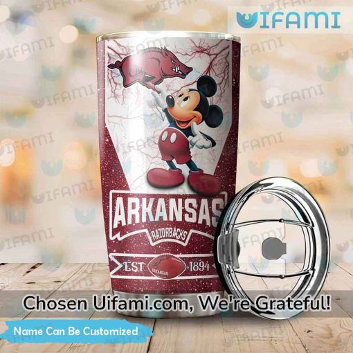 Personalized Razorback Tumbler Exciting Mickey Arkansas Razorbacks Gift