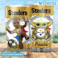 Pittsburgh Steelers Wine Tumbler Customized Baby Groot Yoda Steelers Gift Ideas