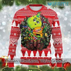 Red Wings Christmas Sweater Tempting Grinch Gift Best selling