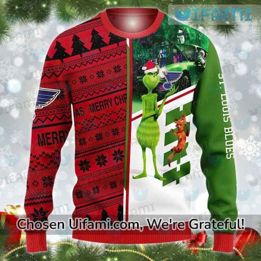 STL Blues Ugly Christmas Sweater Gorgeous Grinch Max Gift