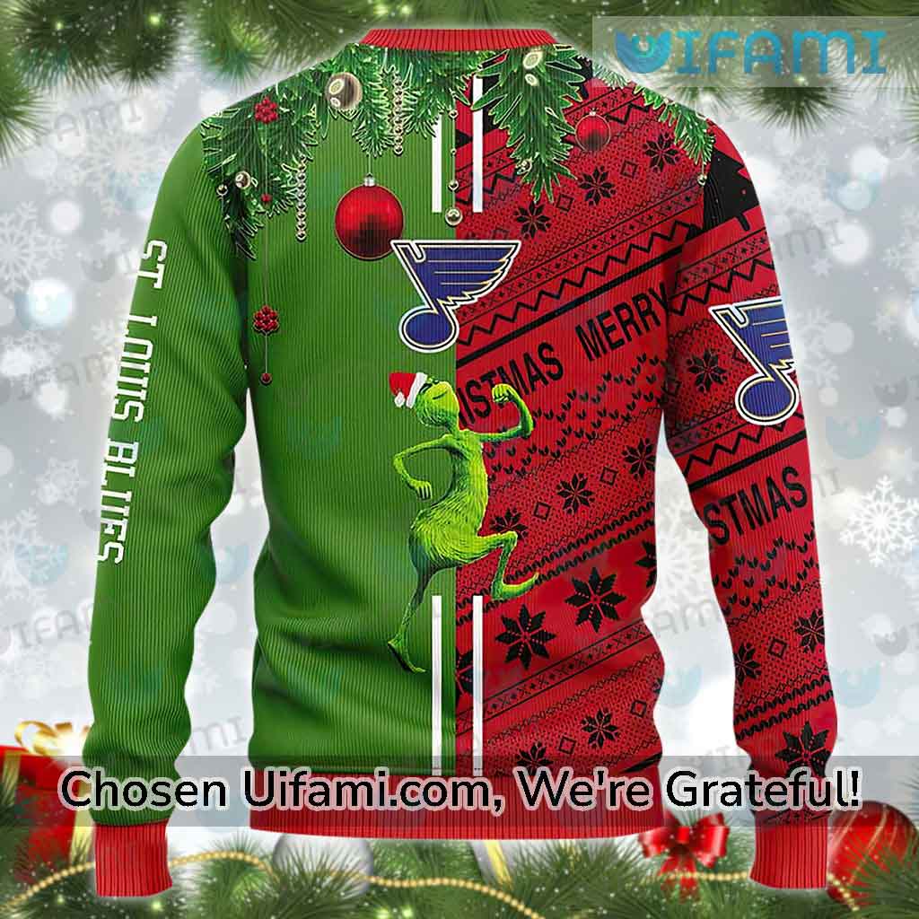 St Louis Blues Ugly Christmas Sweater Snowflakes Santa Hat Logo