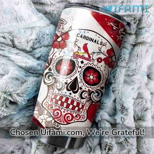 St Louis Cardinals Wine Tumbler Perfect Sugar Skull STL Cardinals Gift