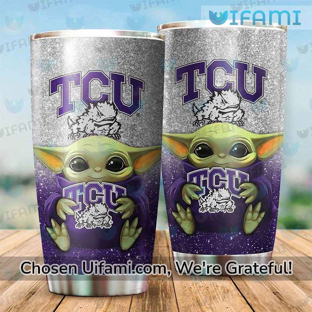 TCU Horned Frogs Stainless Steel Tumbler Baby Yoda TCU Gifts For Him