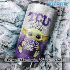 TCU Horned Frogs Stainless Steel Tumbler Baby Yoda TCU Gifts For Him Exclusive