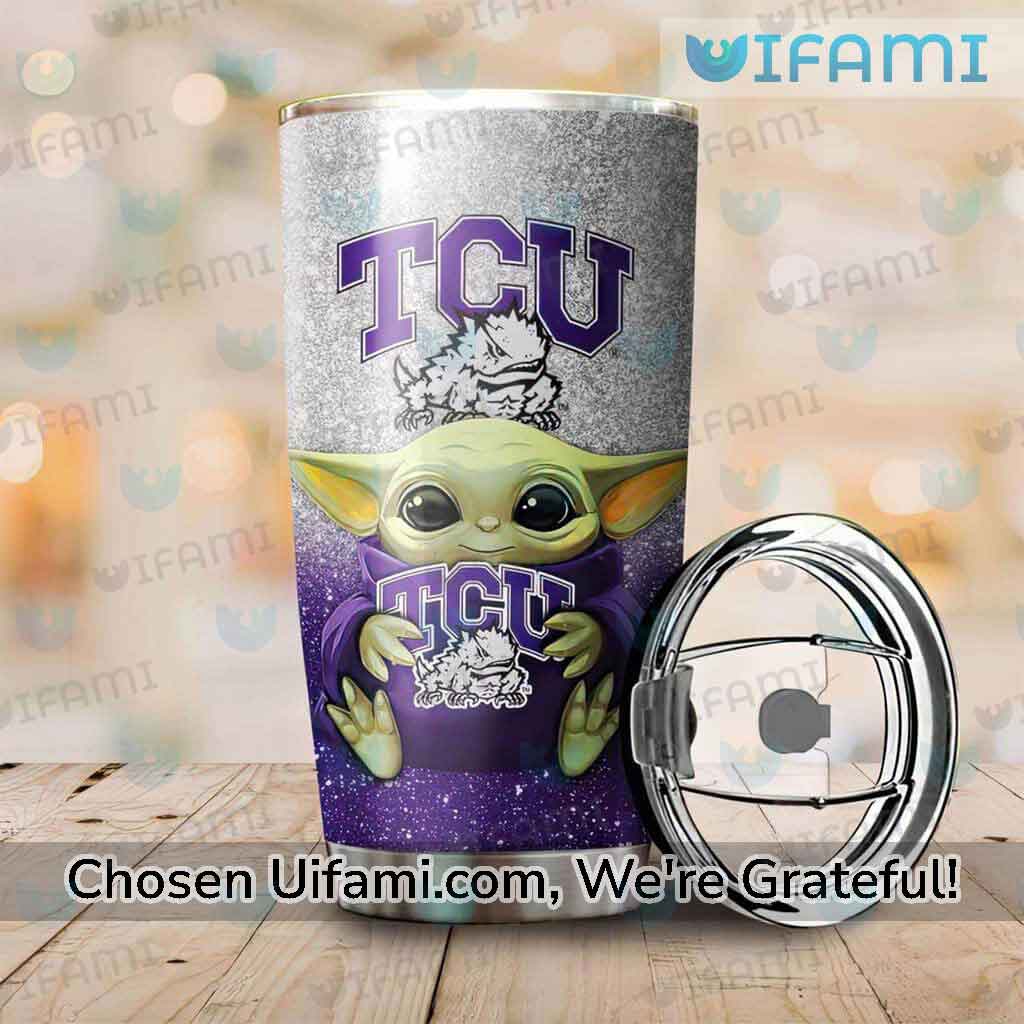 TCU Horned Frogs Stainless Steel Tumbler Baby Yoda TCU Gifts For Him