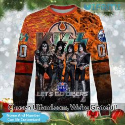 Ugly Christmas Sweater Oilers Eye opening Custom Kiss Band Gift Best selling