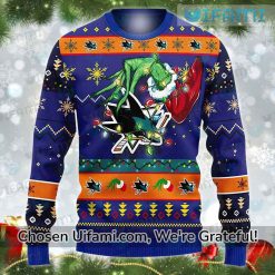 Ugly Christmas Sweater Sharks Creative Grinch SJ Sharks Gift Best selling