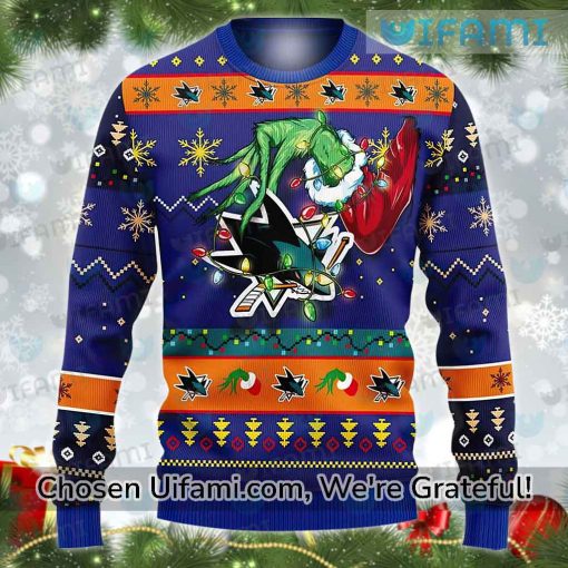 Ugly Christmas Sweater Sharks Creative Grinch SJ Sharks Gift