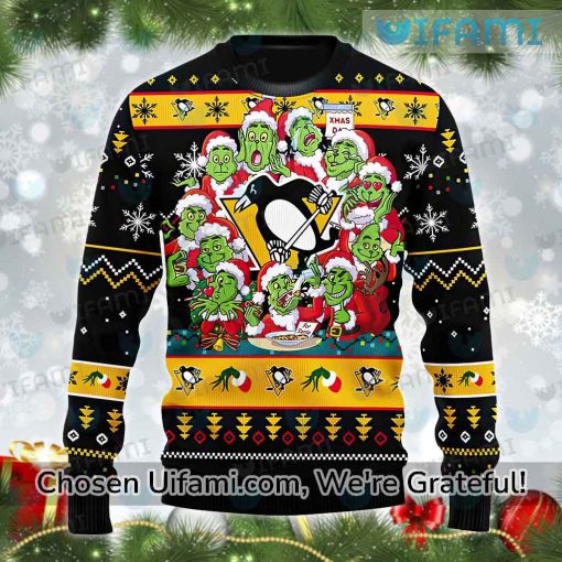 Ugly Sweater Pittsburgh Penguins Eye-opening Grinch Gift