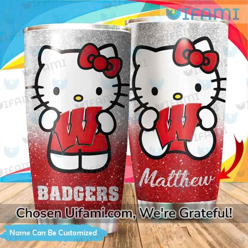 Wisconsin Badgers Stainless Steel Tumbler Custom Hello Kitty Badgers Gift