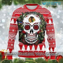 Womens Blackhawks Sweater Awesome Sugar Skull Gift