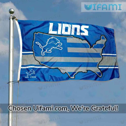 Detroit Lions House Flag Inspiring USA Map Gift