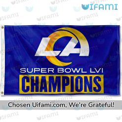 The Flag with the LVI Super Bowl Logo Waving in the Wind with the