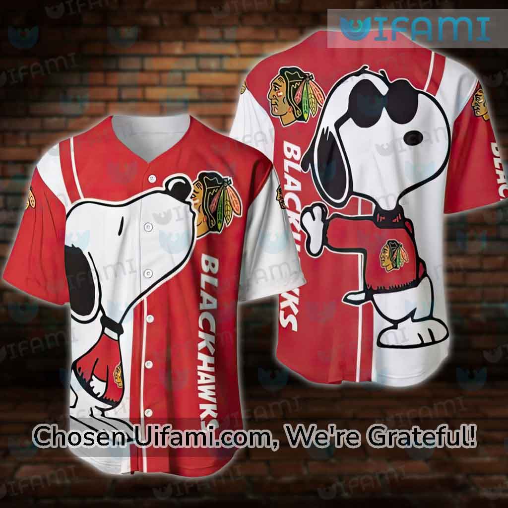 Chicago Blackhawks Baseball Shirt Playful Snoopy Gift